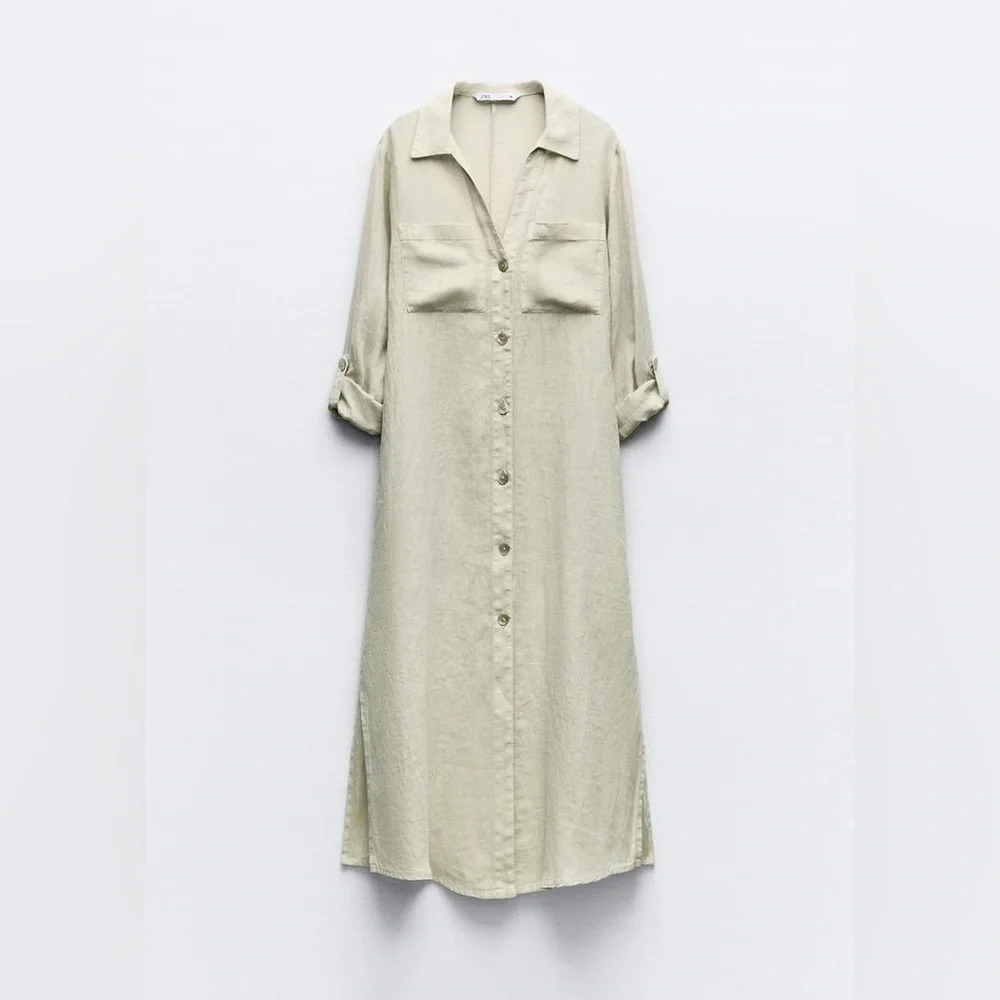 NWOT ZARA TUNIC LINEN DRESS SIZE S OVERSIZED - Picture 1 of 17